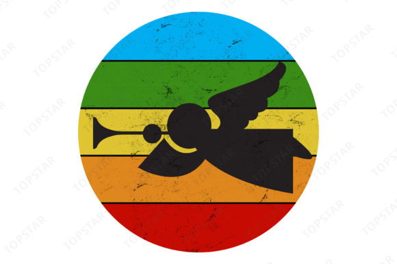 Christmas Angel with Trumpet Retro Art